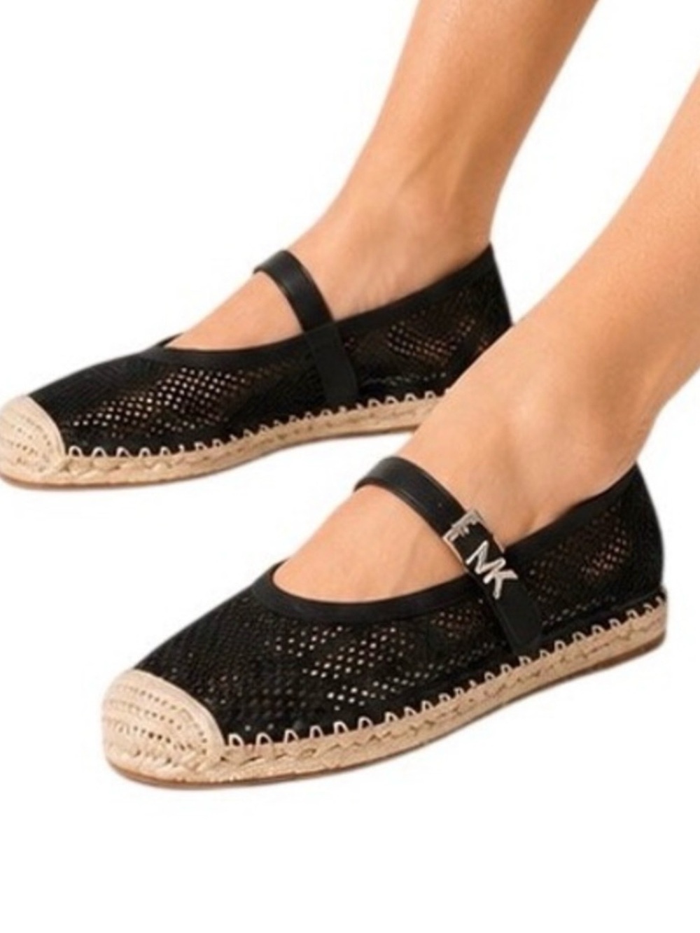 Michael Kors Black Mesh Mary Jane Espadrilles